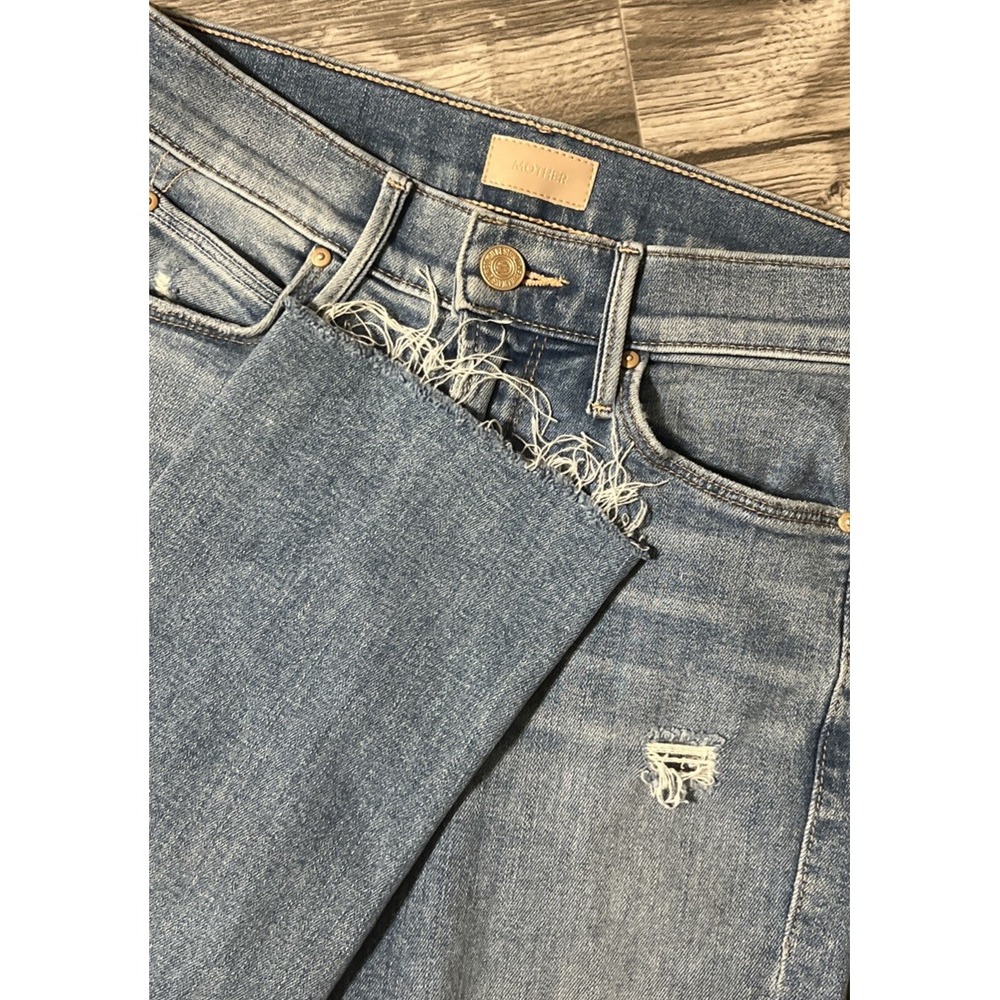 Mother The Mid Rise Dazzler Ankle Fray Jeans in Weekend Kitten Size 24 (25x27)